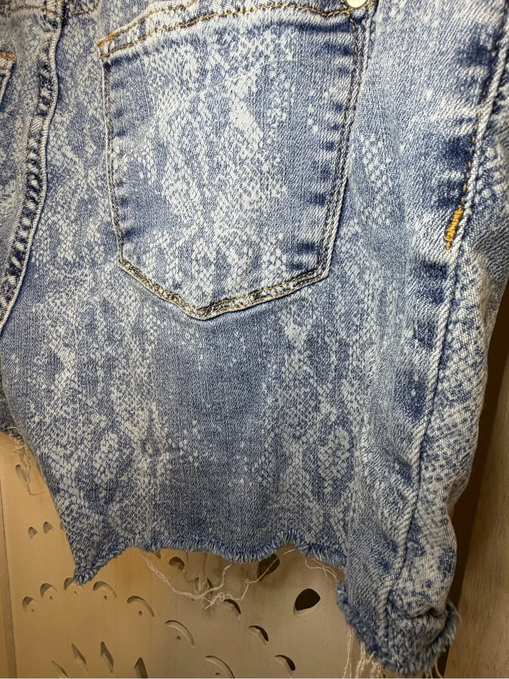 Judy Blue Snake-Print Denim Cutoff Shorts